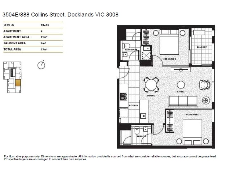 3504E/888 Collins Street, Docklands VIC 3008 — Floor plan